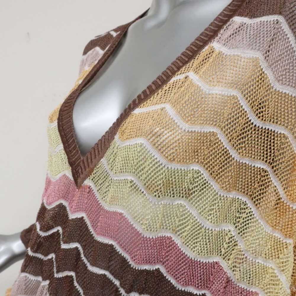 Missoni Knit Top Brown/Multi Zig Zag Size 44 - Picture 3 of 5